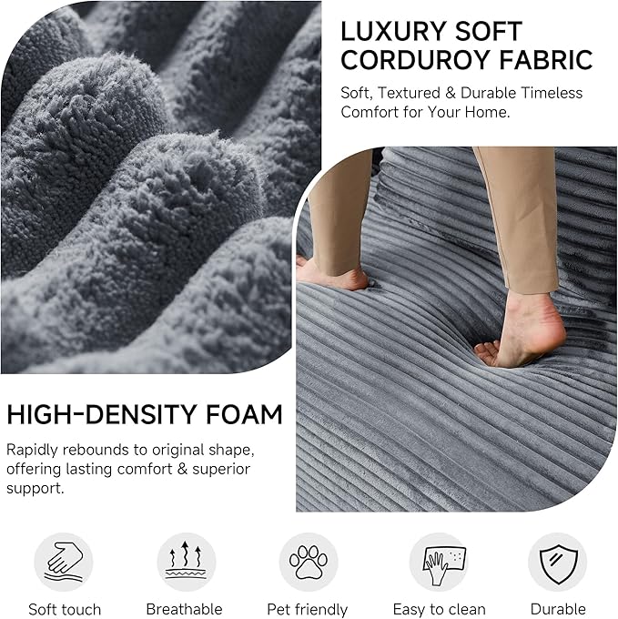 79 Sofa Bed Deep Seat 32 Sleeper Sofa 5-in-1 Convertible Sofa Bed Boneless Couch in a Box Corduroy Floor Futon with Thickened backrest and Headrest Pillows Side Pockets Dark Grey | 32 Deep Se