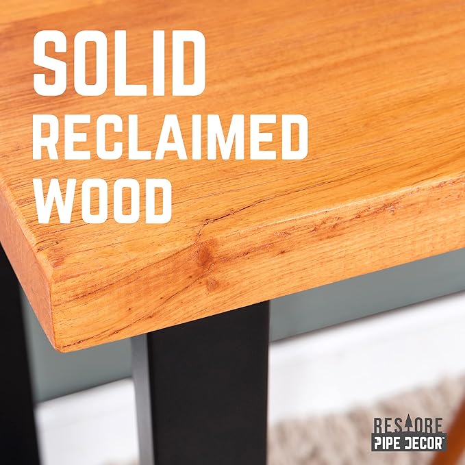 PIPE DECOR Sunset Cedar Solid Wood Rustic 48” Desk Kit with (2) 28” Matte Black Square Metal Legs Industrial Desk for Home Office