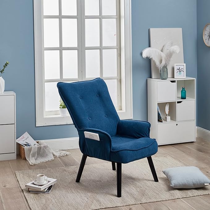 Velvet Fabric Padded Seat Chair with High Backrest and ArmrestsModern Folding Lounge Chaise for Living Room and Bedroom Djustable Foldable Modern Leisure Sofa Video Gaming Sofa