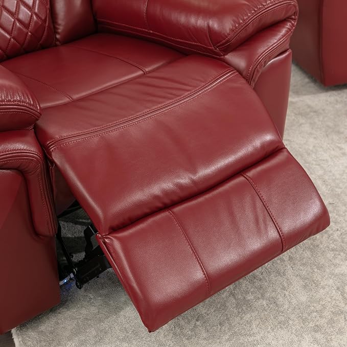 ERYE Manual Recliner Chair with LED Light Strip for Living Room Bedroom Manual Reclining Home Theater Seating Armchair Faux Leather Tufted