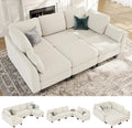 Sectional Sleeper Sofa 6 Seaters Modular Sleeper Sofa Couch Comfy Sectionals Couches Bed Convertible Sofas with Ottomans Modular Sectional Couches for Living Room Beige