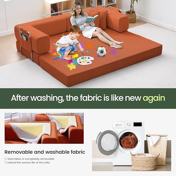 Multi-functional sofa bed crafted with compression technology and featuring corduroy fabric ideal for households with children and for apartment living rooms couch sleeper sofa futon folding floor |