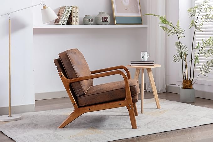Wood Frame Armchair Modern Accent Chair Lounge Chair for Living Room