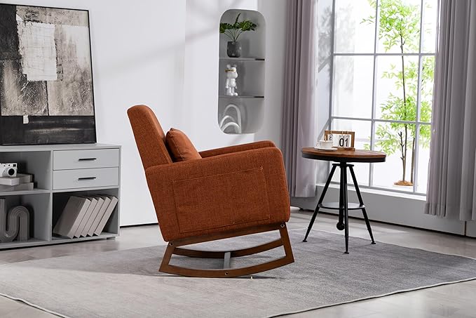 Mid Century Modern Accent Chair with Wood e Upholstered Living Room Chairs with Waist Cushion Reading Armchair for Bedroom Sunroom