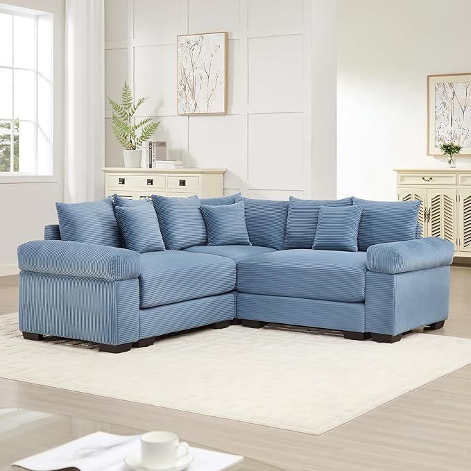 mikibama Modular Sectional Cloud Sofa CouchModern Roomy L-Shaped Corner Couch with Deep SeatConvertible Chenille Corner Sofas for Living RoomBedroomSmall Spaces