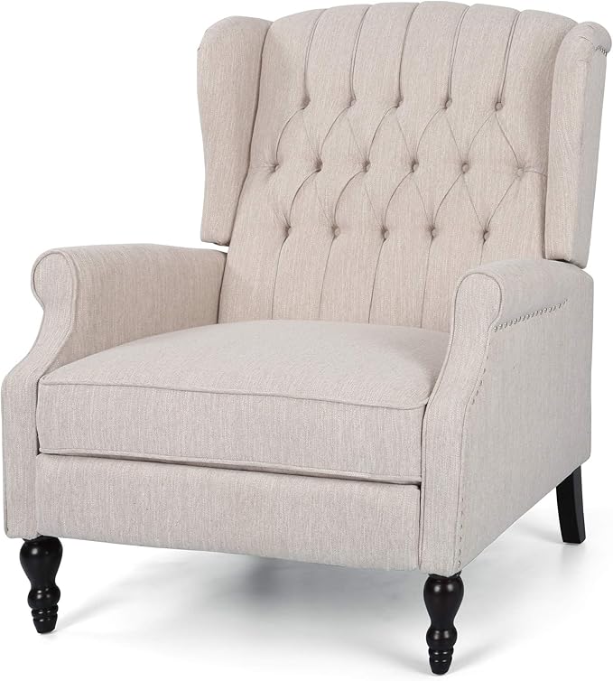 Christopher Knight Home Salome Push Back Recliner Beige Dark Brown