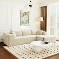 FUFU&ampGAGA 105.9” Sectional Sofa with Chaise L-Shape Corduroy Cloud Couch with Pillows Modern Boneless Sofa for Living Room Apartment No Assembly Required Beige 105.9”W x 68.9”D x 26.4”H