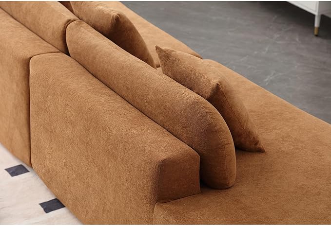 Oversized Boneless Symmetrical Cloud Couch Modular Sectional Sofa Couch for Living Room 130.5 Curved Floor Foam Cloud Sectional Sofa with 3 Toss Pillows