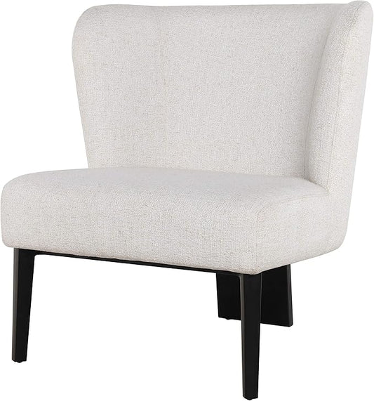Limari Home Leonce Collection Modern Style Living Room Fabric Upholstered Accent Chair with 3 Powder Coated Metal Legs White Black