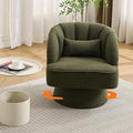 Mid Century Modern Swivel Barrel Chair - 360° Swivel Accent Chair with Plush Teddy Fleece Upholstery &amp Wide Cushioned Seat Round Lounge Sofa Chair for Living Room Bedroom Office (Green 1 PCS)