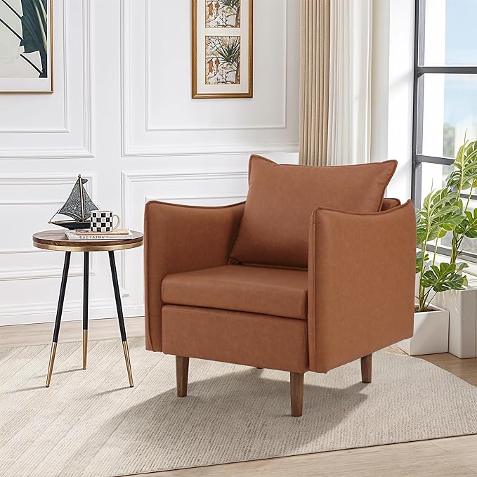 Sepnine Accent Chairs for Living Room Chairs Brown Reading Chair for Bedroom Arm Chair Mid Century Modern Club Chairs Upholstered Comfy Chair for Apartment Waiting Room
