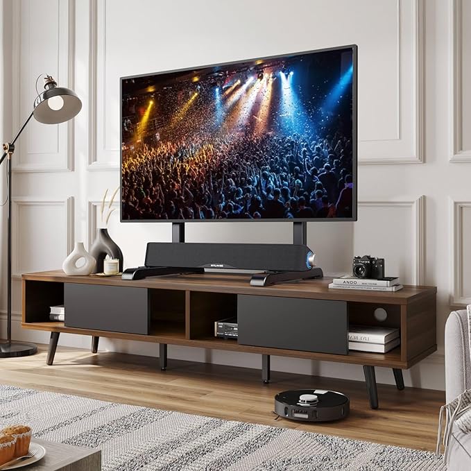 AX WABER Table Top TV Stand with Height Adjustable TV Legs Replacement for Most 37-86 Inch Flat Curved TVsSteel TV Base Feet Holds up to 150 lbs with Cable Management Max VESA 800x600mm Black
