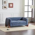 Christopher Knight Home Alma 63 Boucle Loveseat with Wood Legs 2 Seater Sofa Couches for Living Room Upholstered Couch Chair Soft Seating Lounge Sofa Chair Cozy Loveseat with Armrest Navy Blue