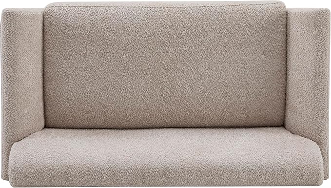 Christopher Knight Home Canna Boucle Flared Arms Loveseat Comfy Upholstery 2 Seater Sofa Wooden Frame Living Room Chair Soft Seating Lounge Sofa for Bedroom/Office Almond + Walnut