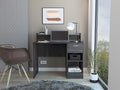 402 Writing Computer Gaming Desk with Hutch and Storage Multiple Shelves One Drawer Compact Design Open Shelf Space for Home Office