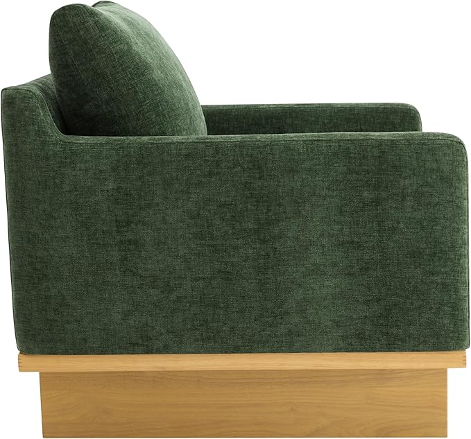 Christopher Knight Home Modern Minimalist Accent Chair with Solid Wood Frame Soft Cushions Spacious Seat Living Room Bedroom Reading Chair Green
