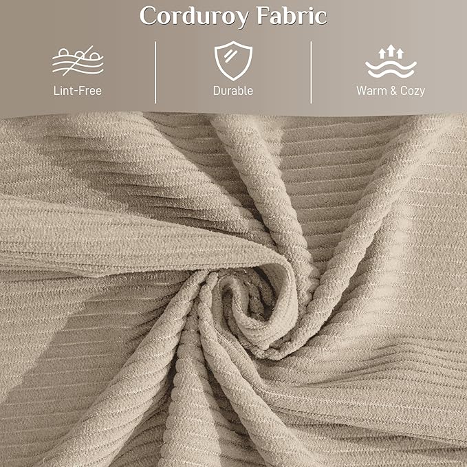 Convertible Sofa Bed Corduroy Memory Foam Compression Sofa Modular Floor Sofa with Pull-Out Bed Compressed Couch in Box Folding Sleeper Couches Bed for Living Room Bedroom Lounge Light Brown