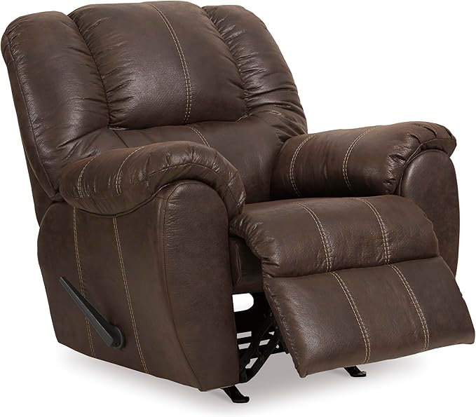 Signature Design by Ashley McGann Modern Faux Leather Manual Pull Rocker Recliner Brown