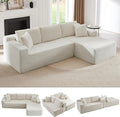 103 L-Shape Cloud Couch with Chaise Upholstered Corduroy Modular Sectional Sofa Deep Seat Couch with Free Combination for Living Room &amp ApartmentNo Assembly Required(WhiteRight Facing Chaise)