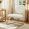 Art Leon Modern Vanity Chair with Back - Furry Upholstered Makeup Chair Living Room Side Chair Modern Accent Chair with Metal Legs for Bedroom Living Room Makeup Studio Manicure Shop White