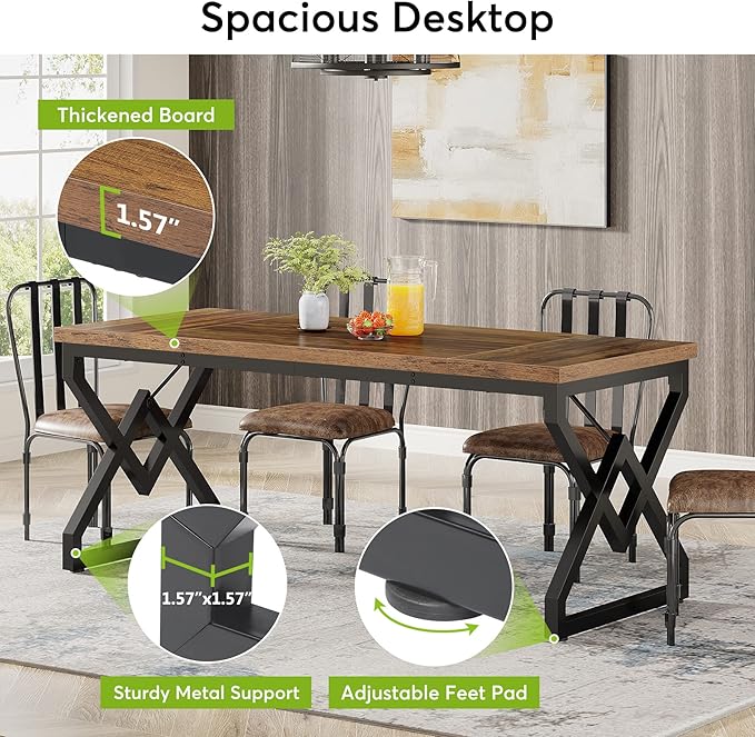 Little Tree 63 W Executive Desk Extra Sturdy Thickened Wooden Workstation Study Desk Computer Desk Large Home Office Writing Desk for Home Office