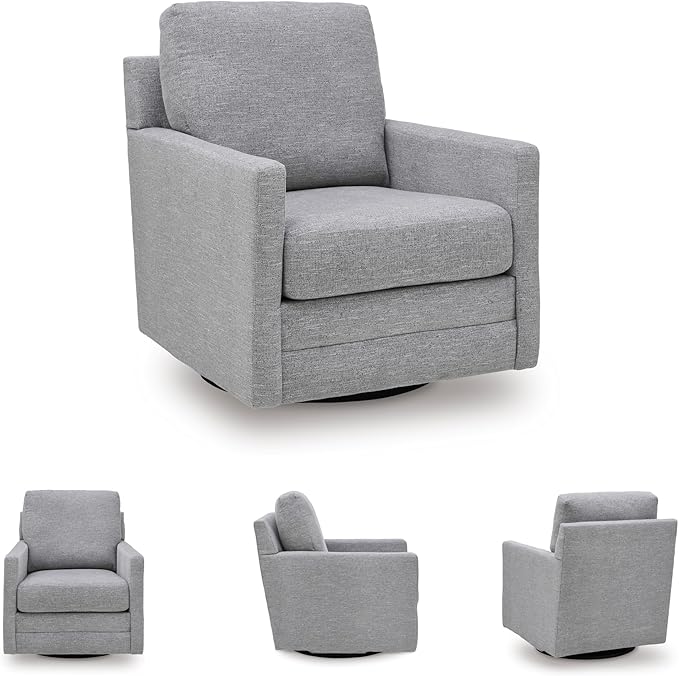 Signature Design by Ashley Freybourne Next-Gen Nuvella Casual Swivel Accent Chair with Reversible Cushions Light Gray