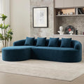 Boneless L Shaped Sofa Couch Oversized Sectional Curved Cloud Sofa with Chaise Lounge Chenille 4 Seats Deep Seat Couches for Living Room No Assembly Blue