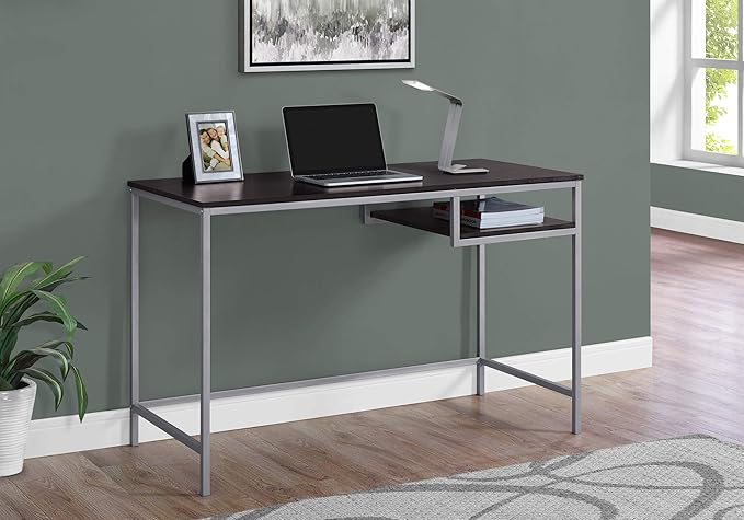 Computer Desk Home Office Laptop 48 l Work Brown Laminate Grey Metal Contemporary Modern