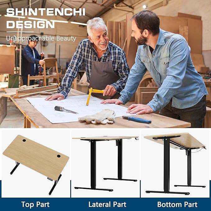 Shintenchi Standing Desk55x24 Inch Height Adjustable Electric Sit Stand up Desk Ergonomic Rising Computer Table Modern Lift Gaming Desk Workstation for Home Office White