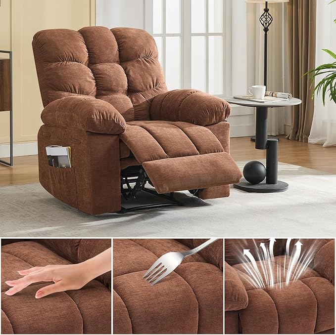 21.4in Wide Recliner ChairMassage &amp Heat Recliner Chair for AdultsHome Theater Seating with Lumbar SupportErgonomic Breathable Fabric Nursery Rocking Chairs for Living Room