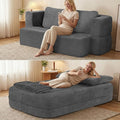 78 Convertible Sofa Bed with Blanket Boneless Cloud Couch Queen Scott Fabric for Living Room Bedroom Modular Loveseat with High-Density Solid Sponge No Assembly Grey