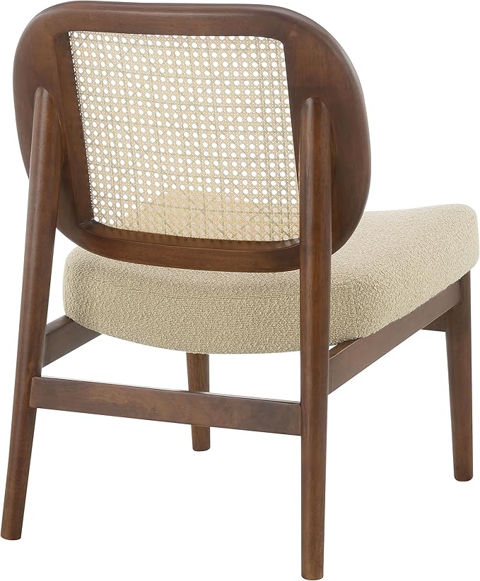 Coaster Home Furnishings - Rayo - Wood - Cane Back Upholstered Accent Chair with Armless Design Cushioned Seat and Tapered Legs - Living Room - Camel - 900621