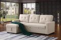 ERYE 82-inch Pull Out Sleeper Couch Bed L-Shaped Reversible Sleeper Sectional Sofa Linen Blend Tufted Upholstered Corner Convertible Sofa Bed with Storage Chaise