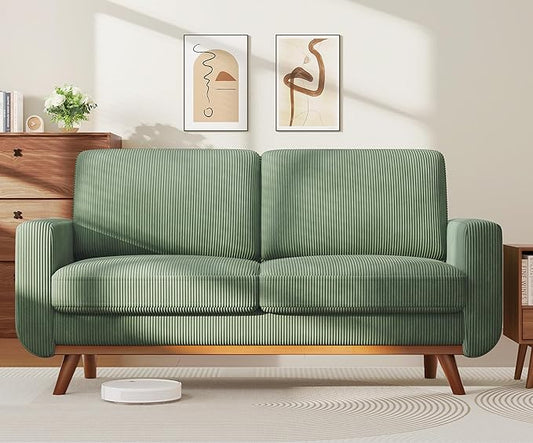 Vesgantti 68 Loveseat Sofa - Green Comfy Corduroy with Spring Cushion Solid Wood Frame Modern Deep Seat Bedroom &amp Living Room Office Couch