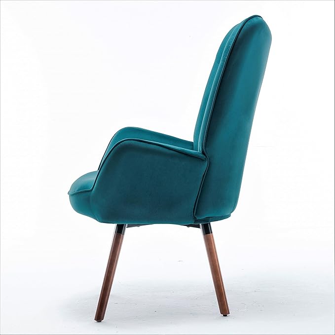 Chic Accent Arm Chairs for Living Room Bedroom or Home Office Button-Tufted Midcentury Armchair with Wingback Design and Splayed Legs Greynish Blue