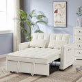 3 in 1 Convertible Sleeper Sofa Couch with Pull Out Bed55 Velvet Upholstered Futon Sofa BedModern Loveseat Sleeper Chaise with Adjustable Backrest for Living Room Guest Room Apartment(White)