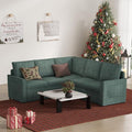 L Shaped Sectional Sofa with Pull Out Bed Premium Modern Linen Modular Sectional Sofa Large Slim Sofa Convertible Sleeper Couch Bed Certified Large 5 Seat Sectional Couch for Living Room Green