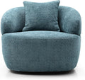 KEIKI 35 Round Oversized Boucle Single Sofa Chair with Ergonomic Design Upholstered Modern Style 1-Seater Corner Swivel Barrel Chair Easy Assembly for Office Apartment Living Room Blue