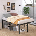 24 Inch High King Bed Frame with Rounded Corner Heavy Duty Metal Bed Frame King Under-Bed Storage Space No Box Spring Needed Noise Free Easy Assembly Black