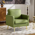 VINGLI Modern PU Leather Accent Chair Single Sofa Chair with Pocket Coil Seat Metal Backrest &amp Solid Wood Frame Upholstered Armchair for Living Room Bedroom or Office