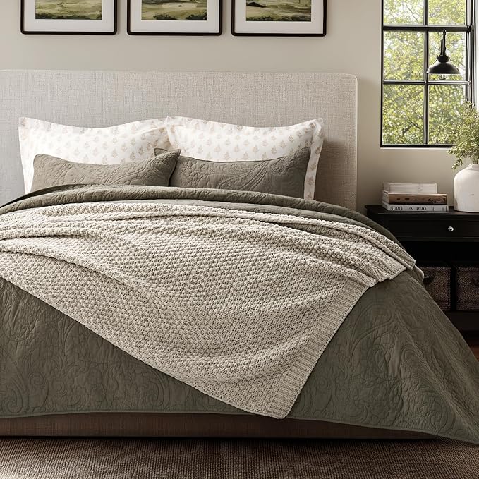 EVERGRACEHOME Chunky Chenille Knit Throw Blanket for Couch Soft Luxurious Moss Stitch Blankets for Bed Cozy Decorative Farmhouse Knitted Throws for Sofa Warm Gray 50 x 60