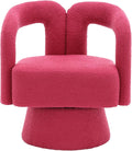 360 Degree Swivel Cuddle Barrel Accent Chairs Round Armchairs with Wide Upholstered Fluffy Fabric Chair for Living Room Bedroom Office Waiting Rooms (Rose Red)