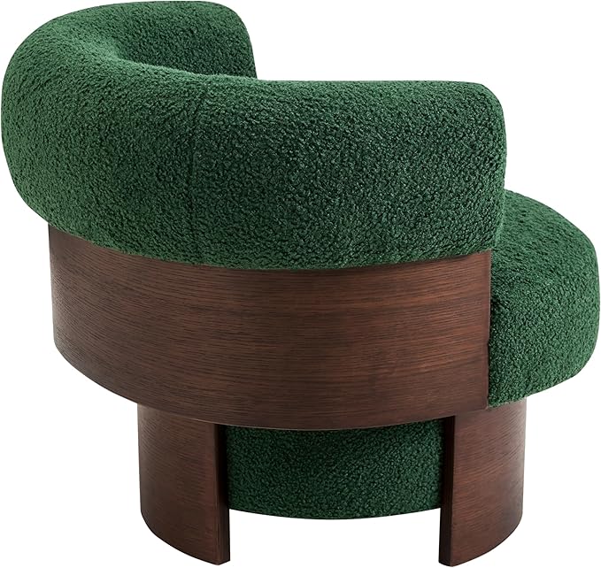 360° Swivel Barrel Chair Set of 2 Modern Curved Sculptural Swivel Barrel Chair Comfortable Fabric Upholstered Single Sofa for Living Room and Bedroom (Green/144)
