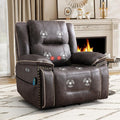 Bonzy Home Power Lift Recliner Chair for Elderly with Massage and Heating Dual Motor Faux Leather Lift Chair with Spacious Seat 2 Cup Holders Adjustable Headrest (Grey Brown)