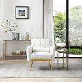 Accent Chair Soft White Teddy Fabric Comfy Upholstered Arm Chair Fluffy Leisure Chair Armchair Living Room Chairs for Bedroom/Living Room Sofa Chair with 1 Waist Pillow