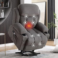 Power Lift Recliner Chair for Elderly with Vibration Massage and Lumbar Heating Electric Lift Recliner Single Sofa with Side Pocket Two Cup Holders and USB Charge Port for Living Room