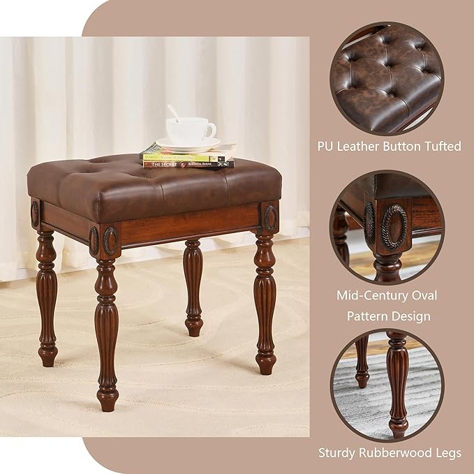 Makeup Vanity Desk Set with Flip Top Mirror 31.5 Wooden Vanity Table with Mirror Compact Dressing Table with 2 Drawers &amp 7 Compartments Writing Desk with Padded Stool for Bedroom Cherry+Brown