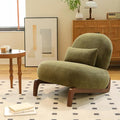 HAZO Cute Accent Chair with Solid Wood Legs Velvet Living Room Chair with Soft Cushion Cozy Bedroom Chair Comfy Armless Reading Chair for Apartment Waiting Room Balcony (Green)