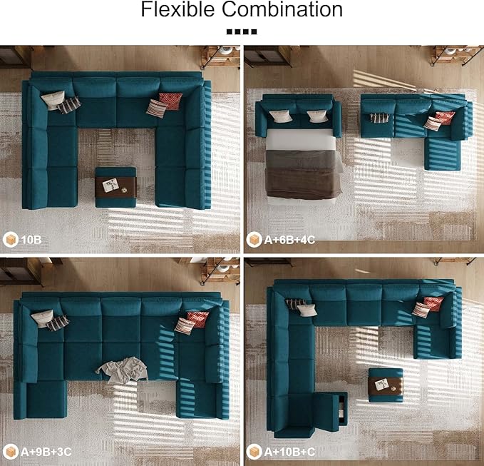 Belffin Fabric Modular Sectional Sofa Armrest Backrest Module Couch Side Sectional Part Armrest/Backrest (Set of 2) Peacock Blue