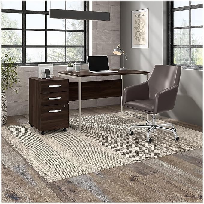 Bush Business Furniture Hybrid 3 Drawer Mobile File Cabinet-Assembled Black Walnut